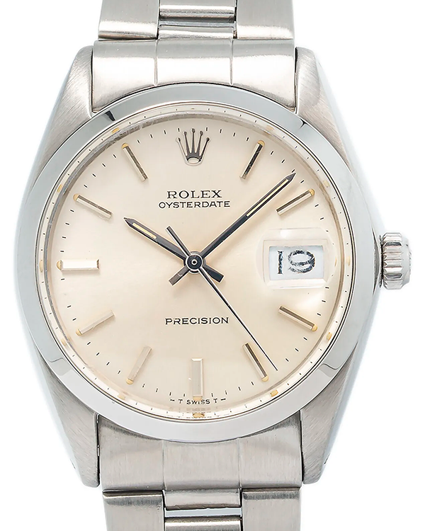 Rolex Oysterdate Precision Vintage 34MM Silver Dial Steel Bracelet (6694)