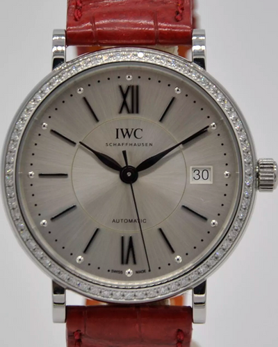 IWC Schaffhausen Portofino 37MM Silver Dial Leather Strap (IW458109)