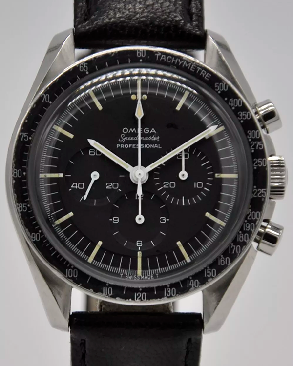 1967 Omega Speedmaster Professional Moonwatch 42MM Black Dial Aftermarket Leather Strap (105.012)