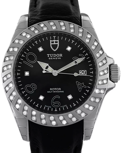 Tudor Prince Date 39MM Black Dial Leather Strap (79430P)