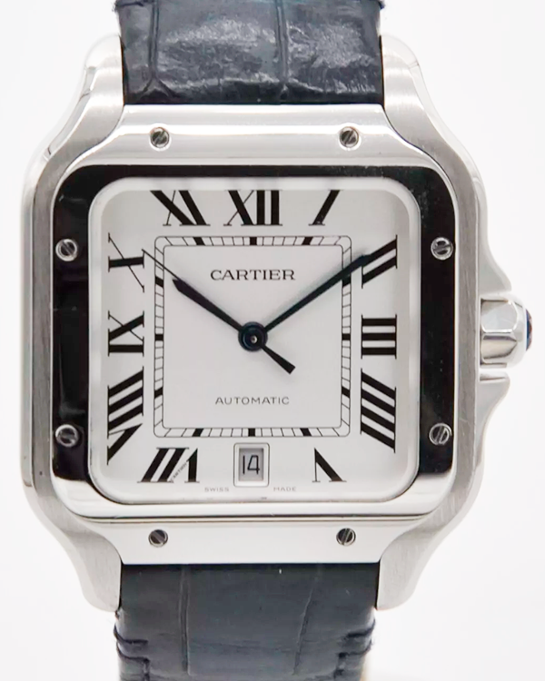 Cartier Santos de Cartier 39.8MM Silver Dial Leather Strap (WSSA0009)