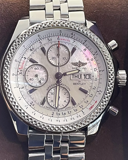 2019 Breitling Bentley Motors GT S.E. 45MM Mother Of Pearl Dial Steel Bracelet (A133628X/A786)