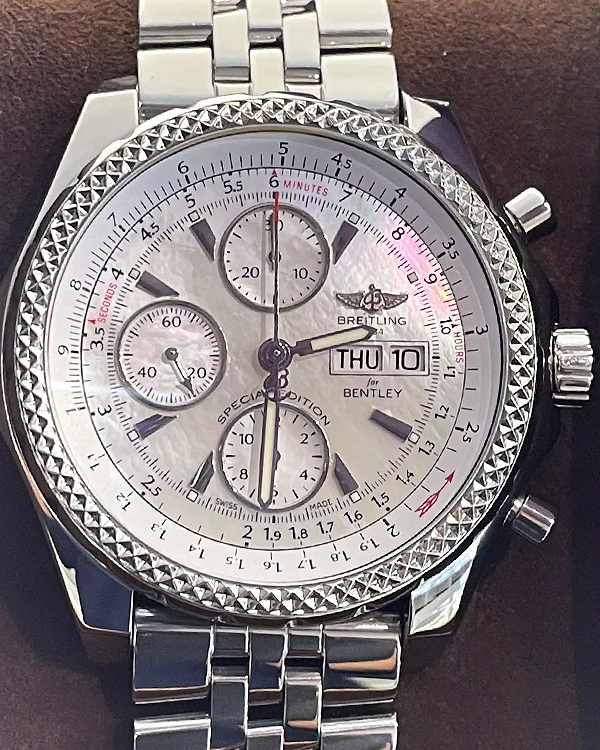 2019 Breitling Bentley Motors GT S.E. 45MM Mother Of Pearl Dial Steel Bracelet (A133628X/A786)