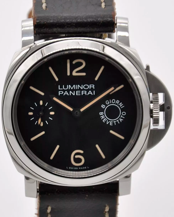 Panerai Luminor Marina 8 Days 44MM Black Dial Leather Strap (PAM00590)