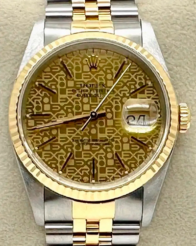 1989 (L Serial) Rolex Datejust 36MM Champagne "Jubilee Motif" Dial Two-Tone Jubilee Bracelet (16233)