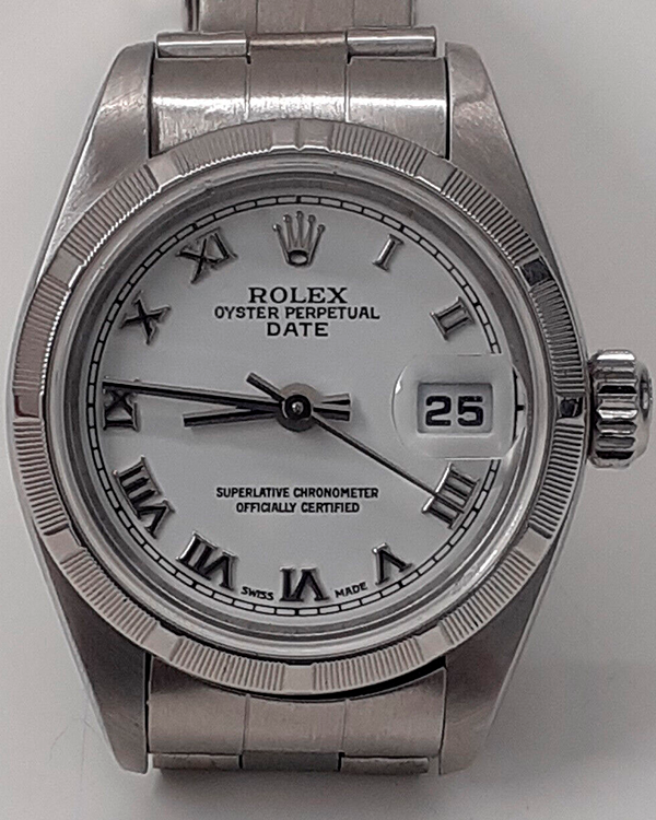 2000 (P Serial) Rolex Oyster Perpetual Lady Date 26MM White Dial Steel Bracelet (79190)