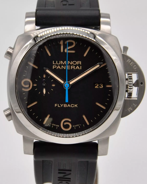 2016 Panerai Luminor 1950 3 Days Chrono Flyback 44MM Black Dial Rubber Strap (PAM00524)