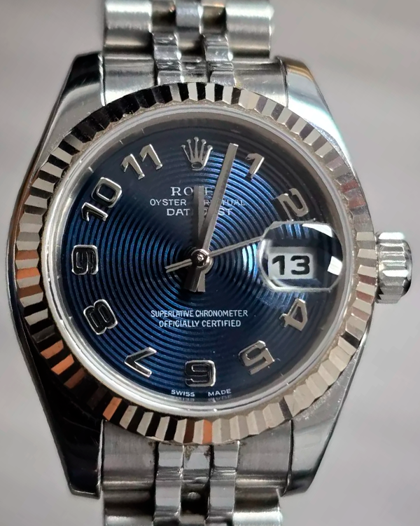 2005 Rolex Lady-Datejust 26MM Blue "Concentric" Dial Jubilee Bracelet (179174)