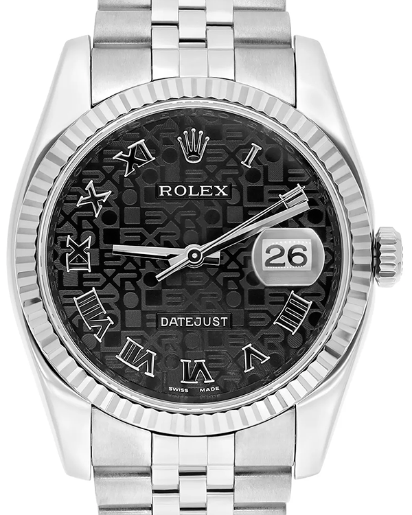 Rolex Datejust 36MM Jubilee Motif Black Dial Steel Jubilee Bracelet (116234)