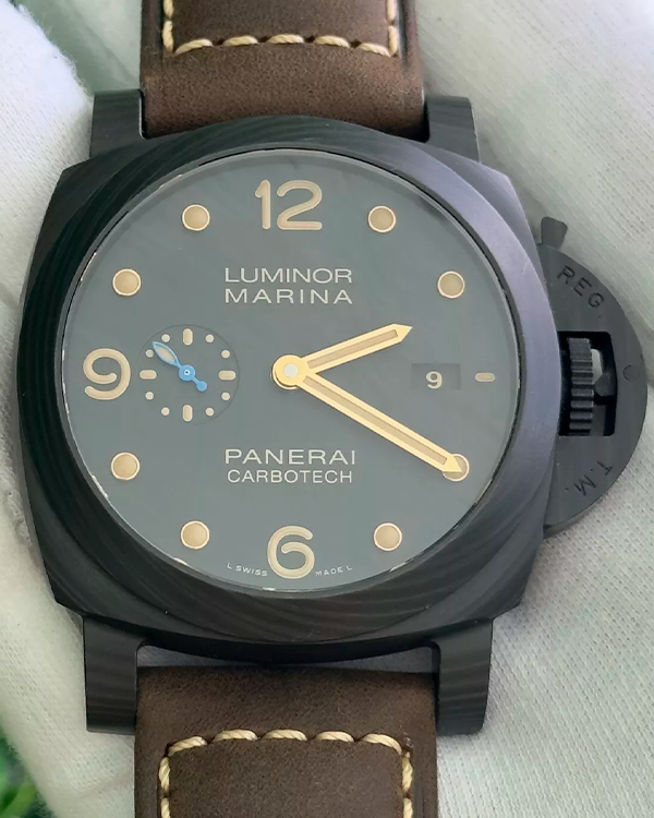 2017 Panerai Luminor Marina 1950 Carbotech 44MM Black Dial Leather Strap (PAM00661)