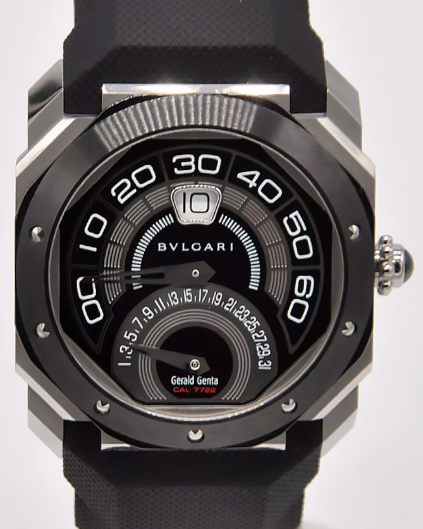 Bvlgari Octo Bi-Retro "Gerald Genta" 43MM Black Dial Rubber Strap (OBR.Y.1C)