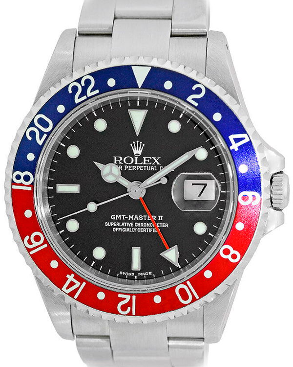 2001 (P Serial) Rolex GMT-Master II  "Pepsi" 40MM Black Dial Oyster Bracelet (16710)