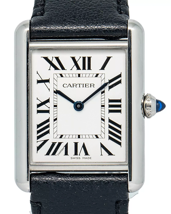 Cartier Tank 25x33MM Quartz Silver Dial Leather Strap (WSTA0059)