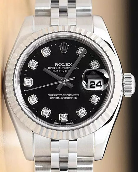 Rolex Lady-Datejust 26MM Black Dial Jubilee Bracelet (179174)