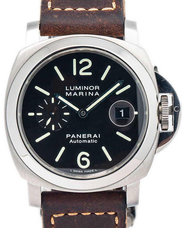 Panerai Luminor Marina 44MM Black Dial Leather Strap (PAM00104)