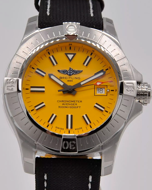 2023 Breitling Avenger Seawolf 45MM Yellow Dial Leather Strap (A17319101I1X1)