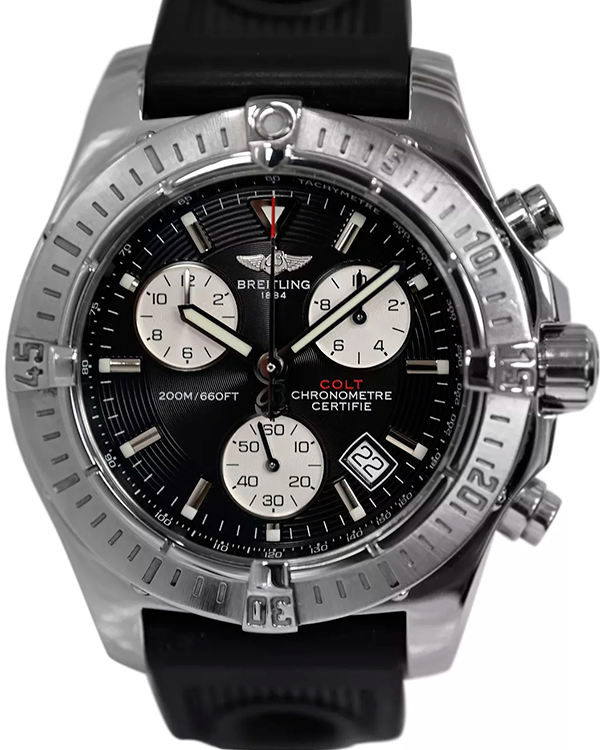 Breitling Colt Chronograph 41MM Quartz Black Dial Rubber Strap (A73380)