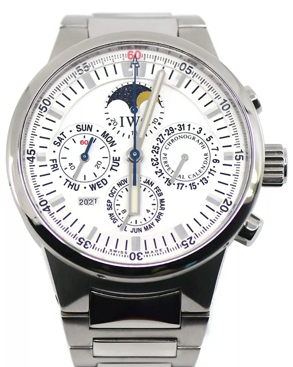 2008 IWC Schaffhausen GST Chronograph Perpetual Calendar 42MM White Dial Steel Bracelet (IW375609)