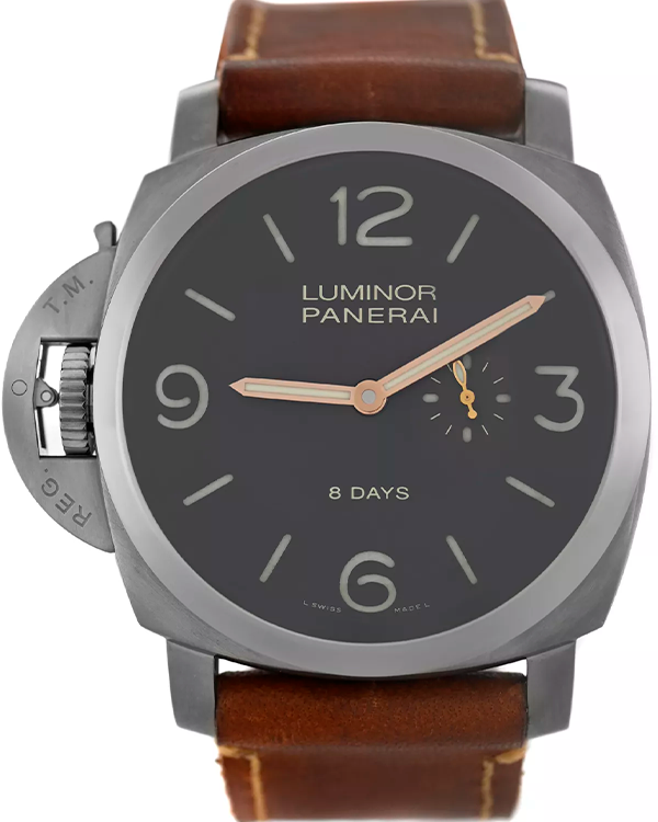 Panerai Luminor 1950 8 Days "Left-Handed" 47MM Brown Dial Aftermarket Leather Strap (PAM00368)