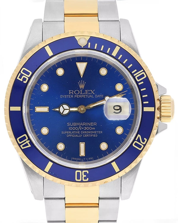 1990 Rolex Submariner Date "Bluesy" 40MM Blue Dial Two-Tone Bracelet (16613)