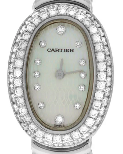 Cartier Baignoire Mini de Cartier 18x24MM Quartz Mother of Pearl White Gold Bracelet (2369)