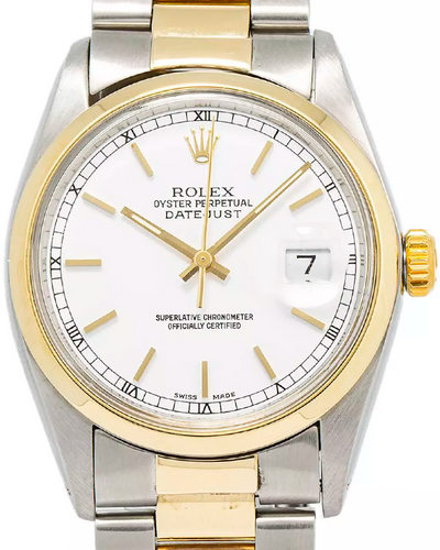 Rolex Datejust 36MM White Dial Two-Tone Oyster Bracelet (16003)