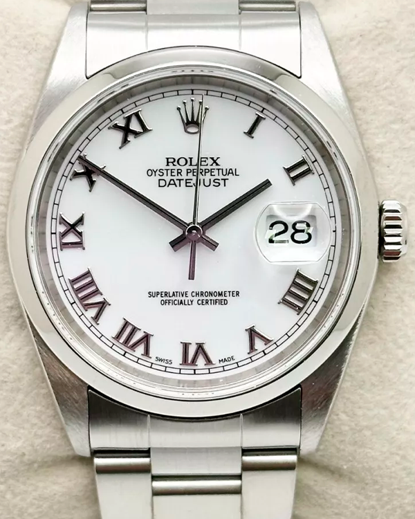 2002 (P Serial) Rolex Datejust 36MM White Dial Oyster Bracelet (16200)