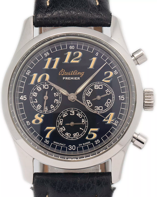 Breitling Navitimer Premier 37MM Black Dial Leather Strap (A40035)