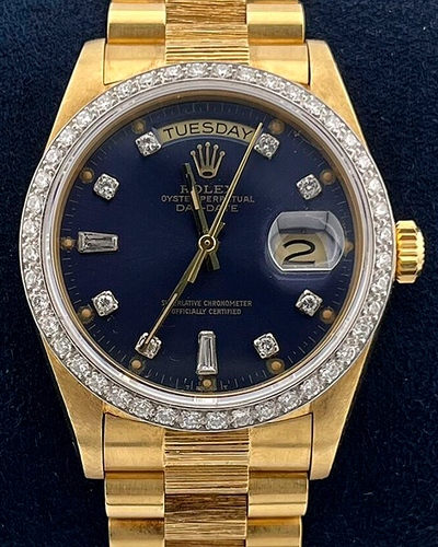 Rolex Day-Date 36MM Aftermarket Blue Dial Yellow Gold President Bracelet (18078)