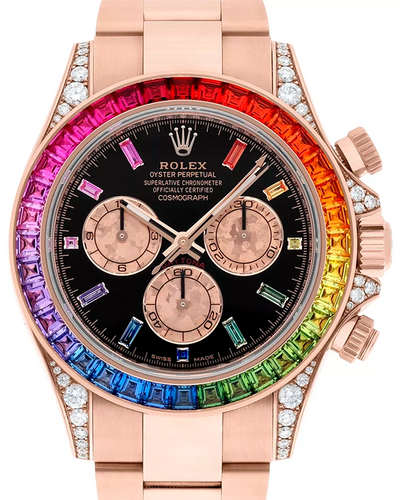 2018 Rolex Cosmograph Daytona "Rainbow" 40MM Black Dial Rose Gold Oyster Bracelet (116595RBOW)