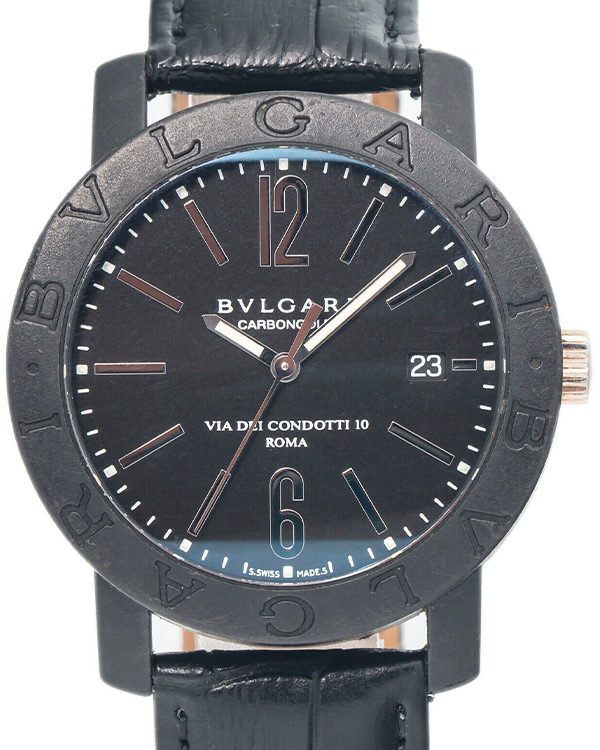 Bvlgari Via dei Condotti 40MM Black Dial Leather Strap (BB40CL)