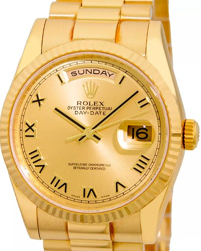 2009 Rolex Day-Date 36MM Champagne Dial Yellow Gold President Bracelet (118238)