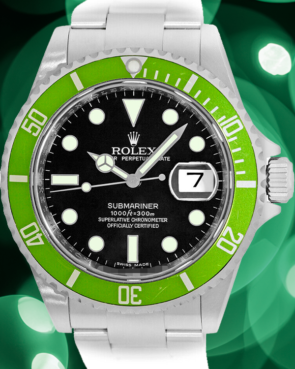 2008 (V Serial) Rolex Submariner Date "Kermit" 40MM Black Dial Oyster Bracelet (16610T)