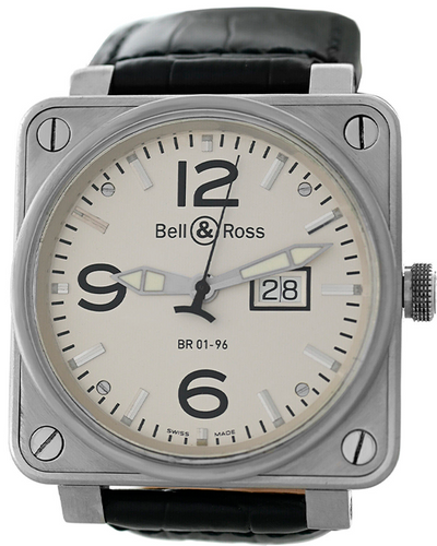 Bell & Ross BR 01-96 Grande Date 46MM Silver Dial Leather Strap (BR01-96)