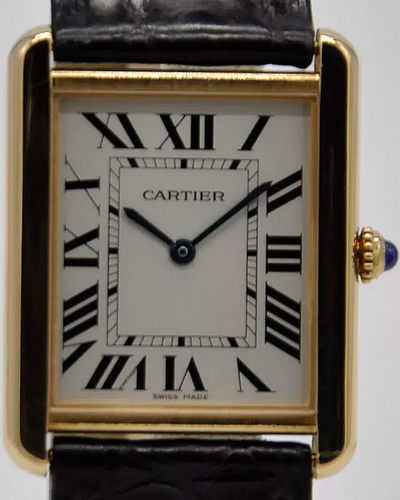 Cartier Tank Solo 27X34MM Quartz Silver Dial Leather Strap (W1018855)