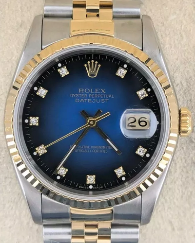 1994 (X Serial) Rolex Datejust 36MM Blue Vignette Dial Two-Tone Jubilee Bracelet (16233)