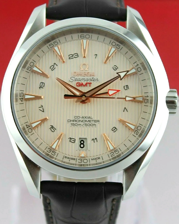 Omega Seamaster Aqua Terra GMT 43MM Silver Dial Leather strap (231.13.43.22.02.004)