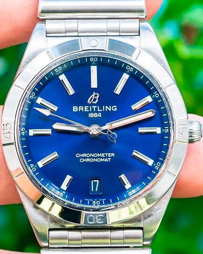 Breitling Chronomat 36MM Blue Dial Steel Bracelet (A10380)