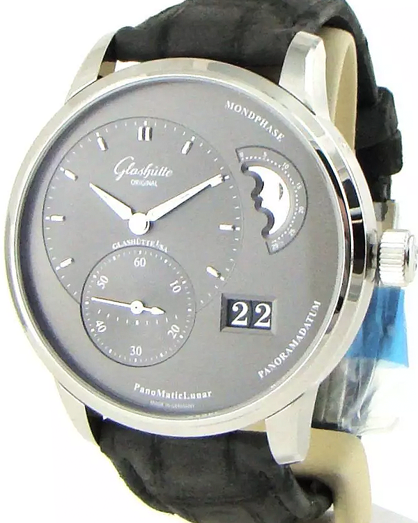 2024 Glashütte Original PanoMaticLunar 40MM Galvanized ruthenium Dial Leather Strap (1-90-02-43-32-62)