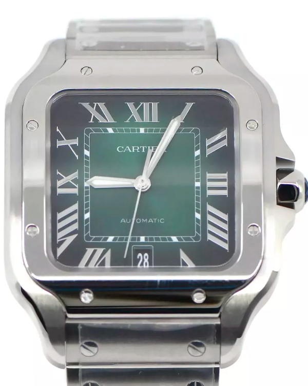 2024 Cartier Santos De Cartier 40MM Green Dial Steel Bracelet (WSSA0062)