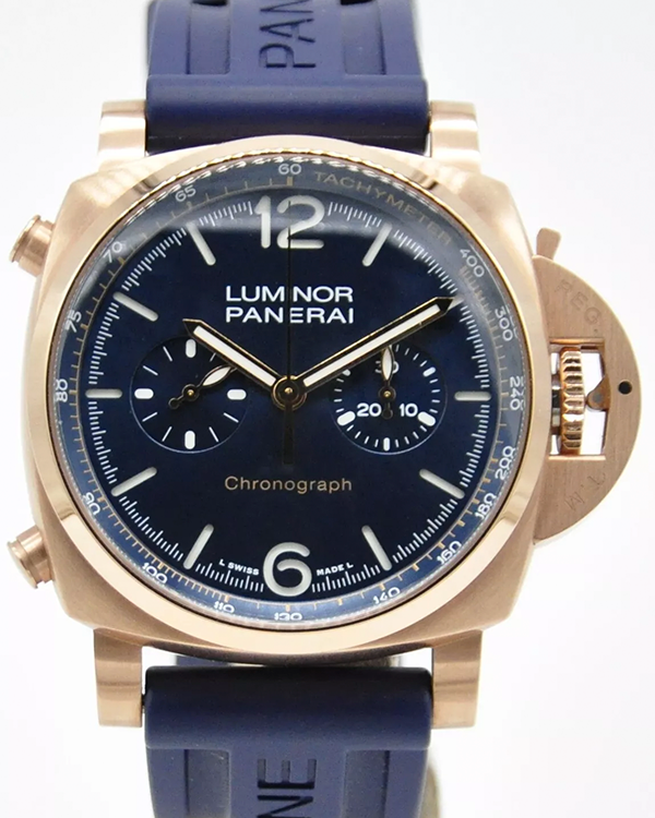 2024 Panerai Luminor Chronograph GoldTech Blu Notte 44MM Blue Dial Rubber Strap (PAM01111)