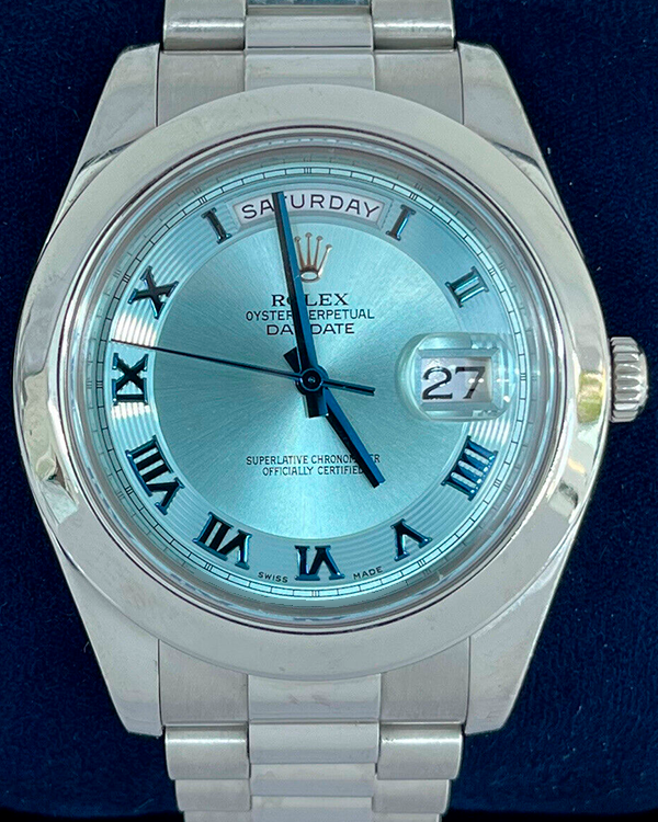 Rolex Day-Date II 41MM Ice Blue Dial Oyster Bracelet (218206)