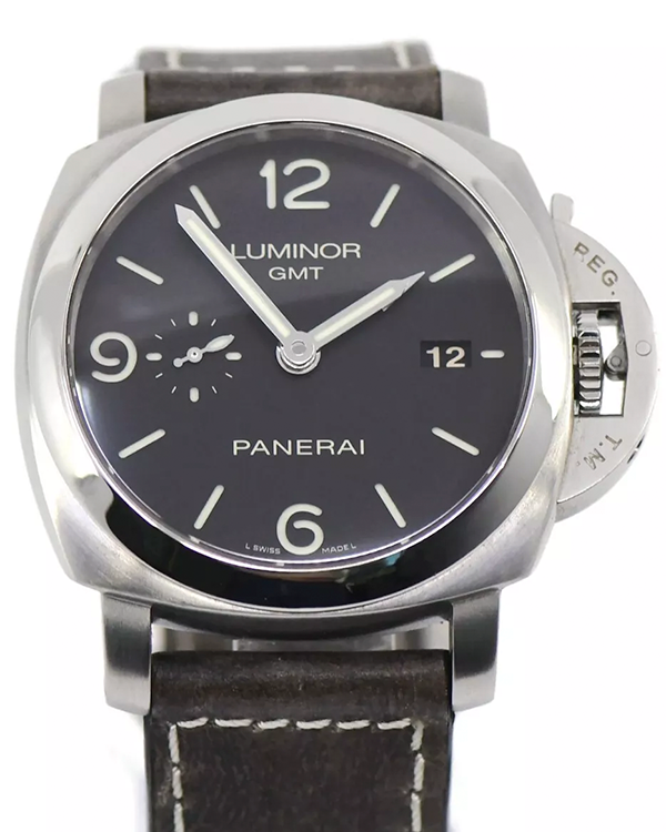 2011 Panerai Luminor 1950 3 Days GMT 44MM Black Dial Leather Strap (PAM00320)