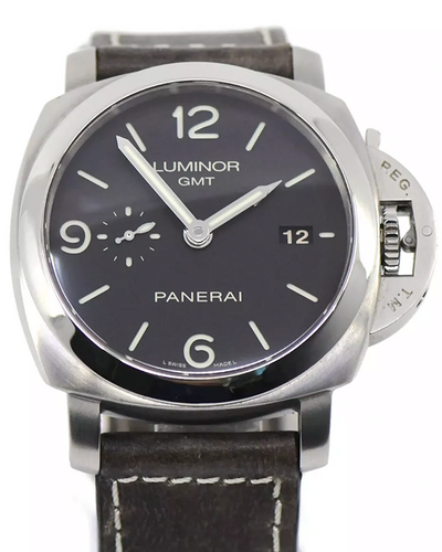 2011 Panerai Luminor 1950 3 Days GMT 44MM Black Dial Leather Strap (PAM00320)