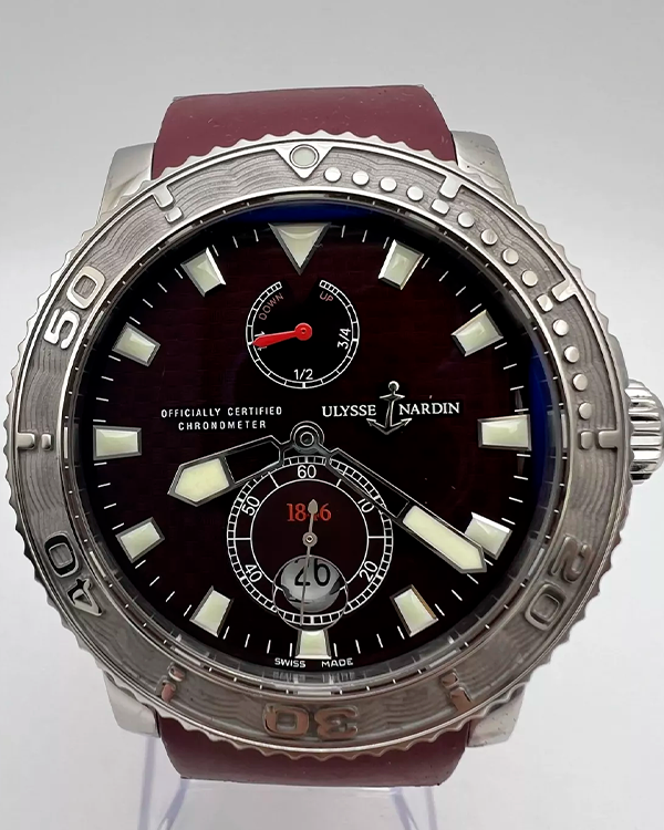 2006 Ulysse Nardin Marine Diver 42MM Burgundy Dial Rubber Strap (263-33-3/95)