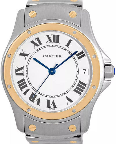 Cartier Santos Ronde 33MM Silvered Opaline Dial Two-tone Bracelet (W20036R3)