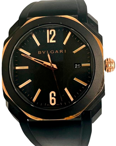 Bvlgari Octo Nero 41MM Black Dial Rubber Strap (BGO41S)