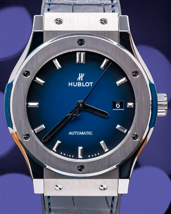 2019 Hublot Classic Fusion 42MM Blue Dial Leather/Rubber Strap (542.NX.6670.LR.JPN18)