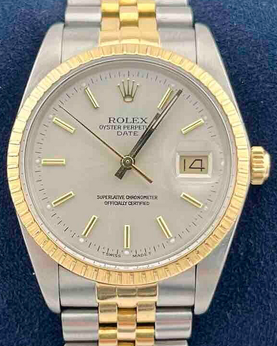 Rolex Oyster Perpetual Date 34MM Silver Dial Two-Tone Jubilee Bracelet (15053)