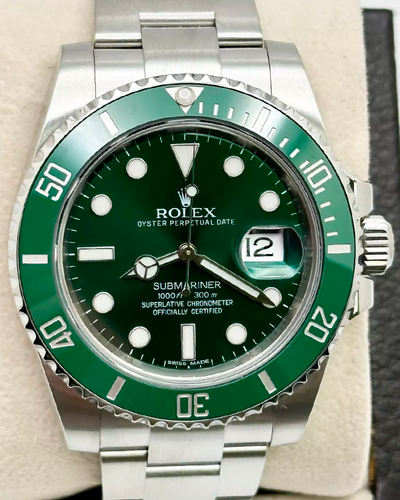 2016 Rolex Submariner Date “Hulk” 40MM Green Dial Oyster Bracelet (116610LV)